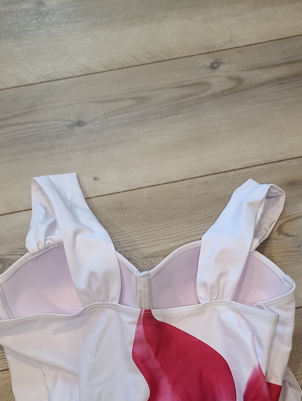 White One-Piece Bathing Suit With Floral Print - Matching Skirt Cover Up. BB 40 - Picture 3 of 3